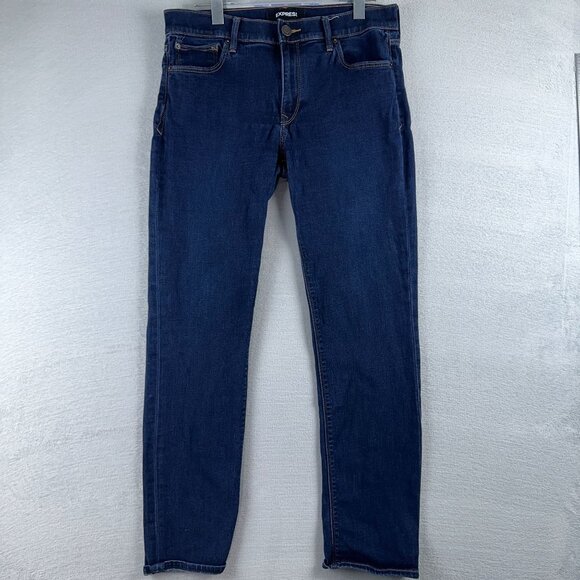 Express Skinny Jeans Mid Rise Stretch Medium Wash Womens Blue Size 12R - Picture 1 of 13